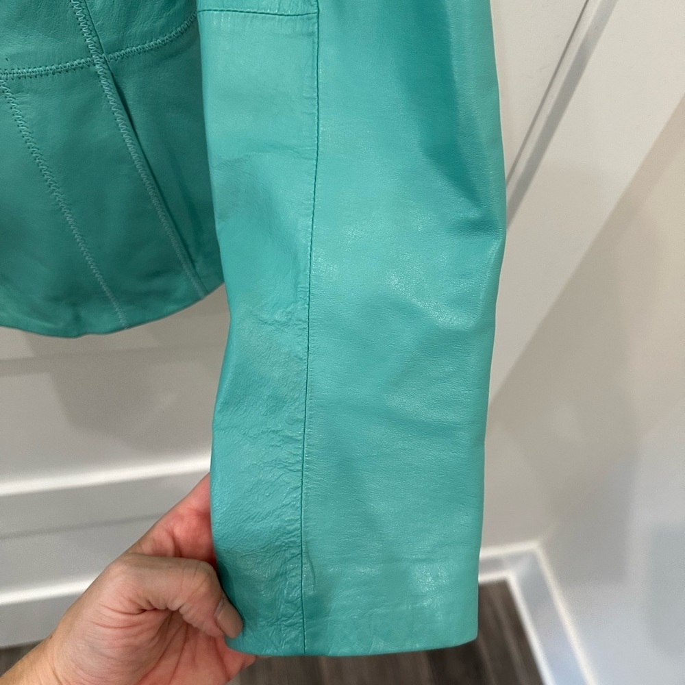 Wilson Leather Vintage Jacket, Teal Blue, Size Small - Picture 3 of 8